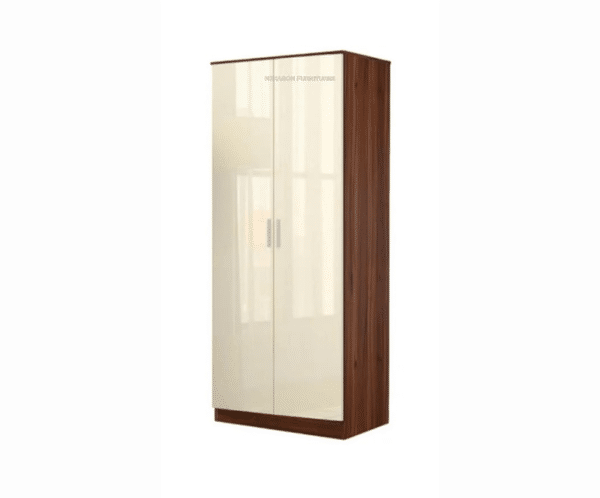 Double Door Wardrobe | Frosty White and Walnut Colour