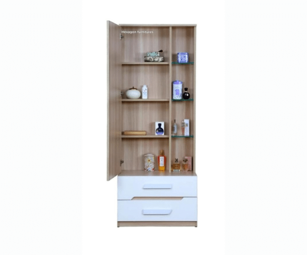 Dressing Table in Frosty White and Ligh Brown Colour