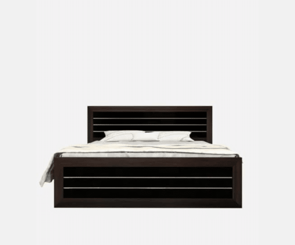 Double Bed in Wenge with Storage for Bedroom | Queen Size