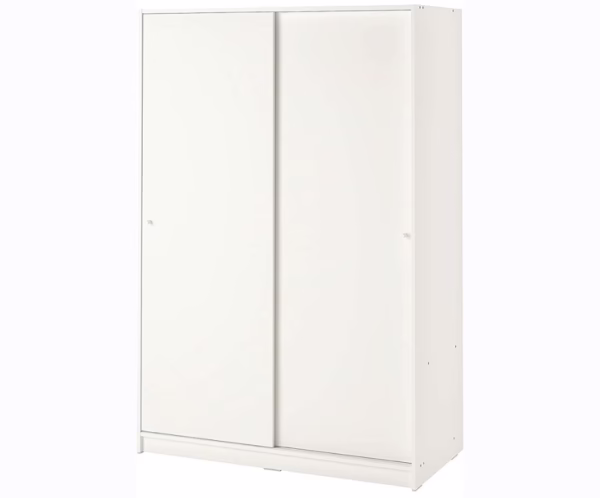 Premium Double Door Wardrobe with Sliding Door | Frosty White Color