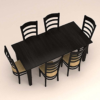 Retangular Dinning Set with Six Curved Ladder Back Chairs