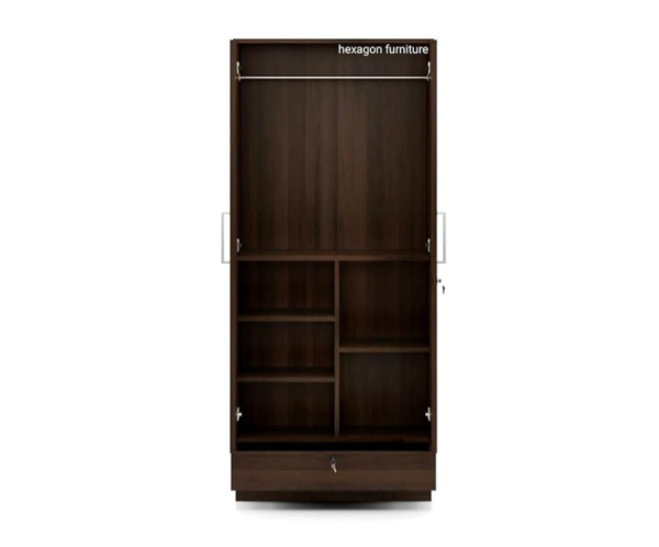 4 Double Door Wardrobe with 5 Shelves and1 Drawer | Brown Texture
