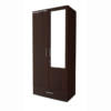 Double Door Wardrobe with Mirror, 1 Drawer and 3 Shelves | Dark Brown