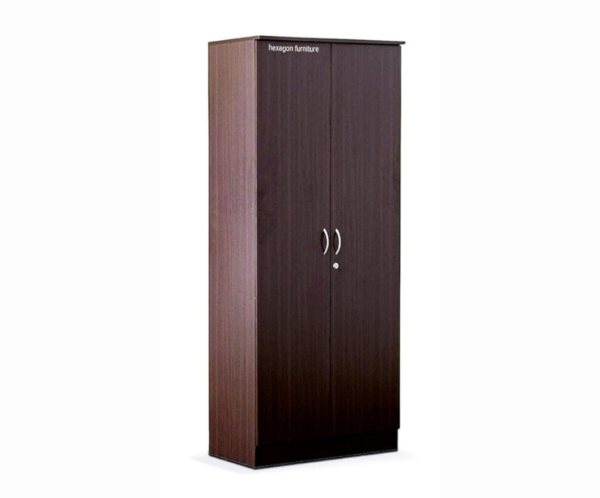 Engineered Wood Double Door Wardrobe with 1 Drawer and 4 Shelves | Dark Brown