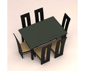 Border Designed Six Seater Dinning Set with Glass Table Top