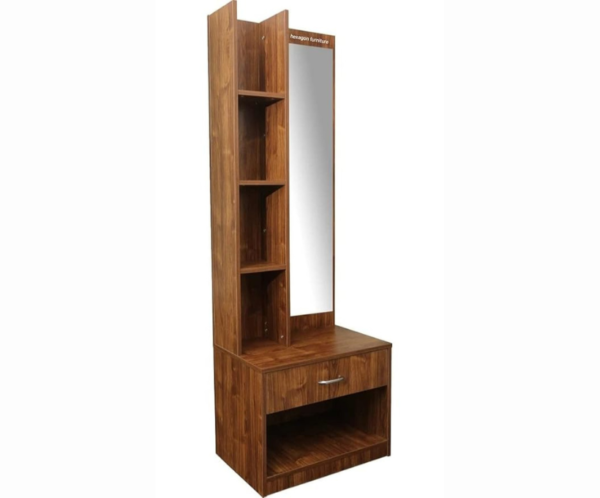 Engineered Wood Dressing Table with 1 Mirror and Storage | Wooden Texture