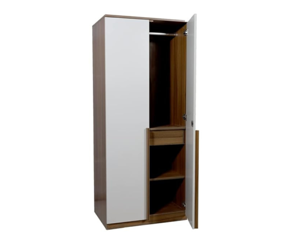 Double Doors Modular Wardrobe | Walnut and White