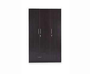 Engineered Wood Suede Matte Finish | Split Three Door Wardrobe Without Mirror and Drawer | Flower Wenge