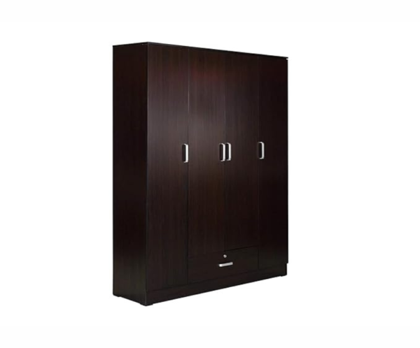 Engineered Wood Four Door Wardrobe in Wenge Finish
