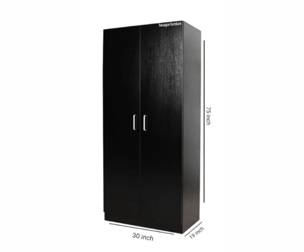 Double Door Wardrobe with 4 Shelves | Dark Brown