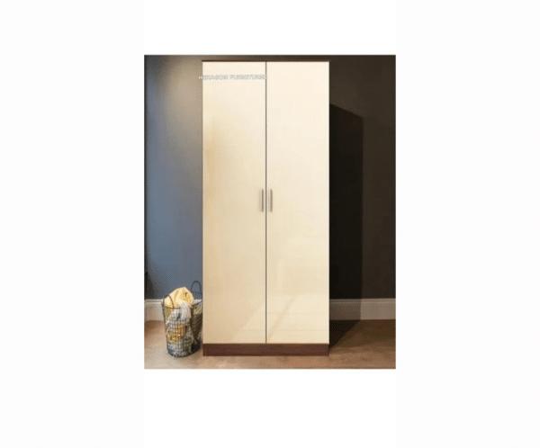 Double Door Wardrobe | Frosty White and Walnut Colour
