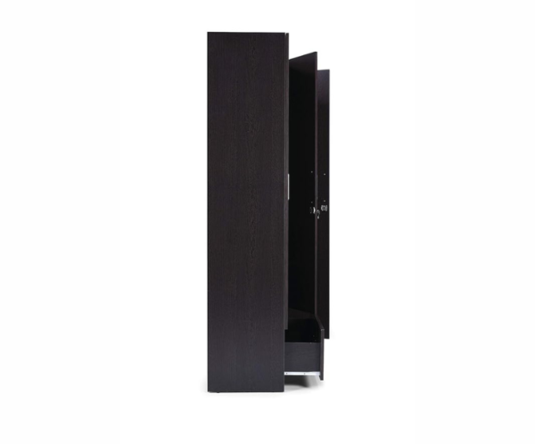 Engineered Wood Suede Matte Finish | Split Three Door Wardrobe Without Mirror and Drawer | Flower Wenge