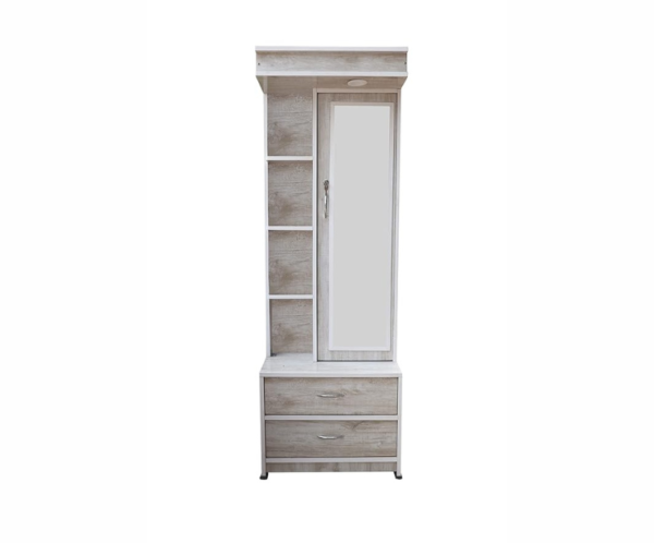 Wooden Dressing Table for Bedroom with LED Light, Mirror & Storage | Off White