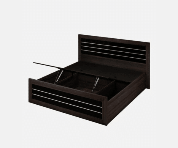 Double Bed in Wenge with Storage for Bedroom | Queen Size