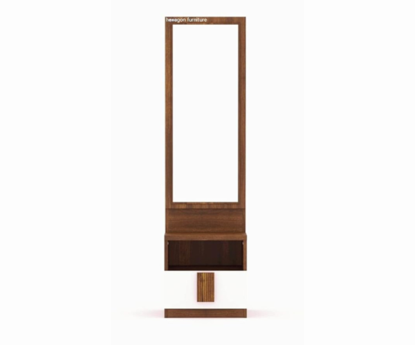 Engineered Wood Dressing Table with 1 Mirror and Storage | Light-Brown