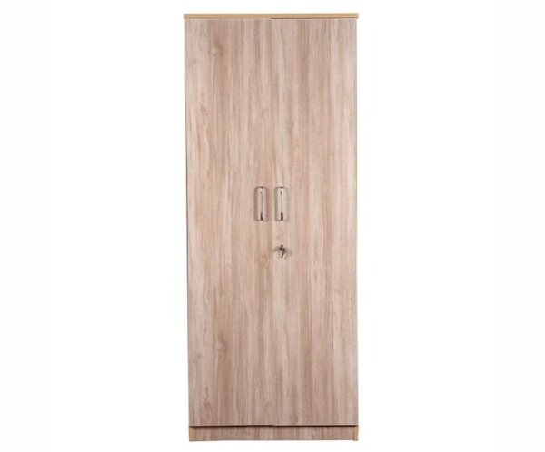 Wooden Cafe Walnut Double Door Wardrobe in Light Brown