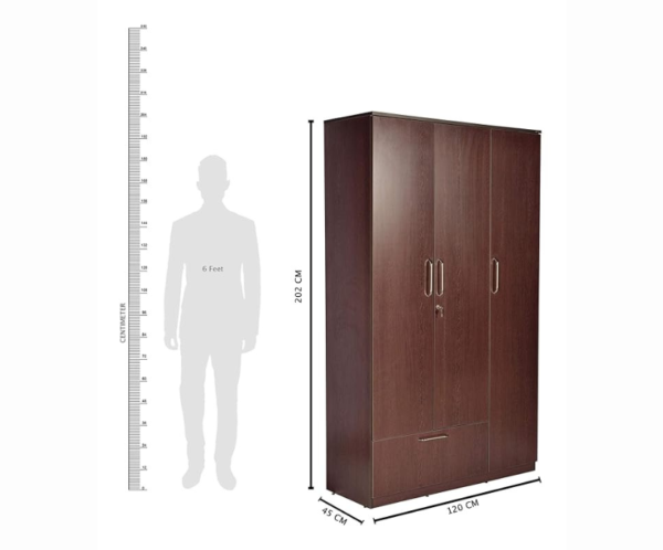 Three Door Wardrobe without Mirror | Flower Wenge