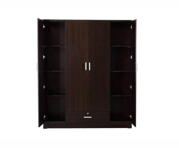 Engineered Wood Four Door Wardrobe in Wenge Finish