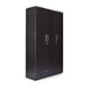 Engineered Wood Suede Matte Finish | Split Three Door Wardrobe Without Mirror and Drawer | Flower Wenge