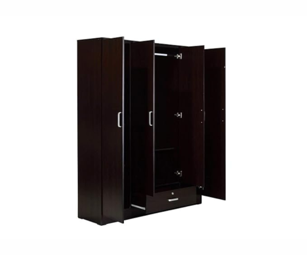 Engineered Wood Four Door Wardrobe in Wenge Finish